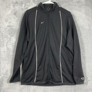 Nike Womens Full Zip Track Jacket L Long Sleeve Mock Neck Logo Black Performance